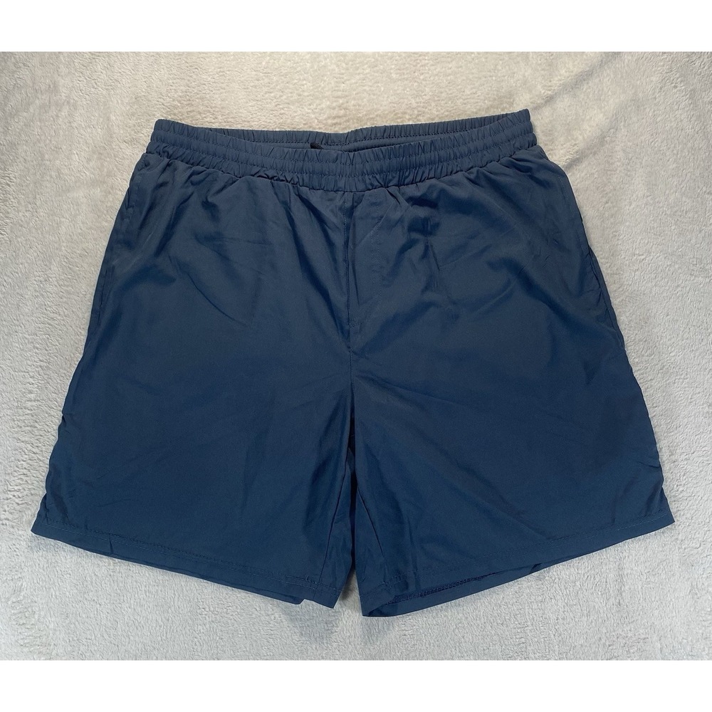 Simply‎ Southern Mens L Dark Blue Nylon Swim Shorts Tropical Liner Hawaiian